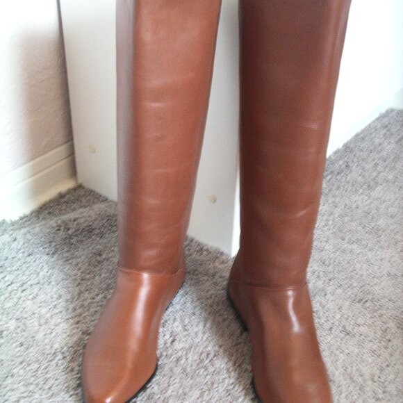 Vintage 100% leather saddle brown women's knee-high equestrian boots size 8.5 - Picture 4 of 14